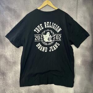 True Religion Mens Black Cotton Short Sleeve Crew Neck Pullover T-Shirt Size 3XL